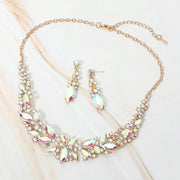 Marquise Stone Cluster Embellished Evening Necklace