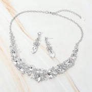 Marquise Stone Cluster Embellished Evening Necklace