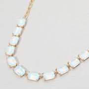 Cushion Rectangular Stone Cluster Link Evening Necklace