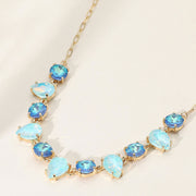 Cushion Teardrop Round Oval Stone Link Evening Necklace