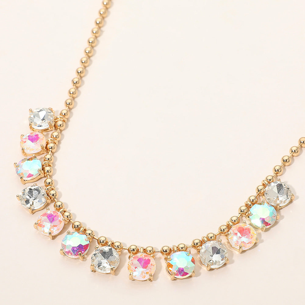 Cushion Teardrop Round Stone Link Evening Necklace