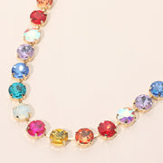 Round Cut Stone Cluster Link Evening Necklace
