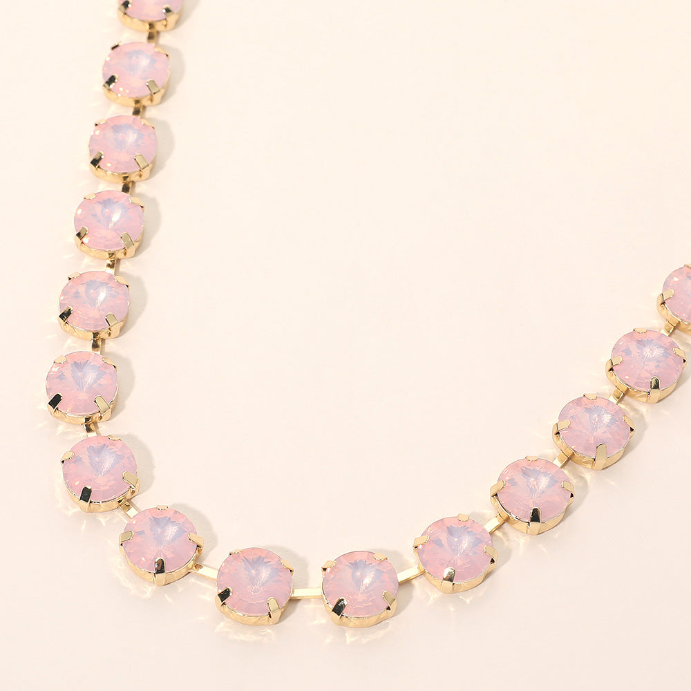 Round Cut Stone Cluster Link Evening Necklace