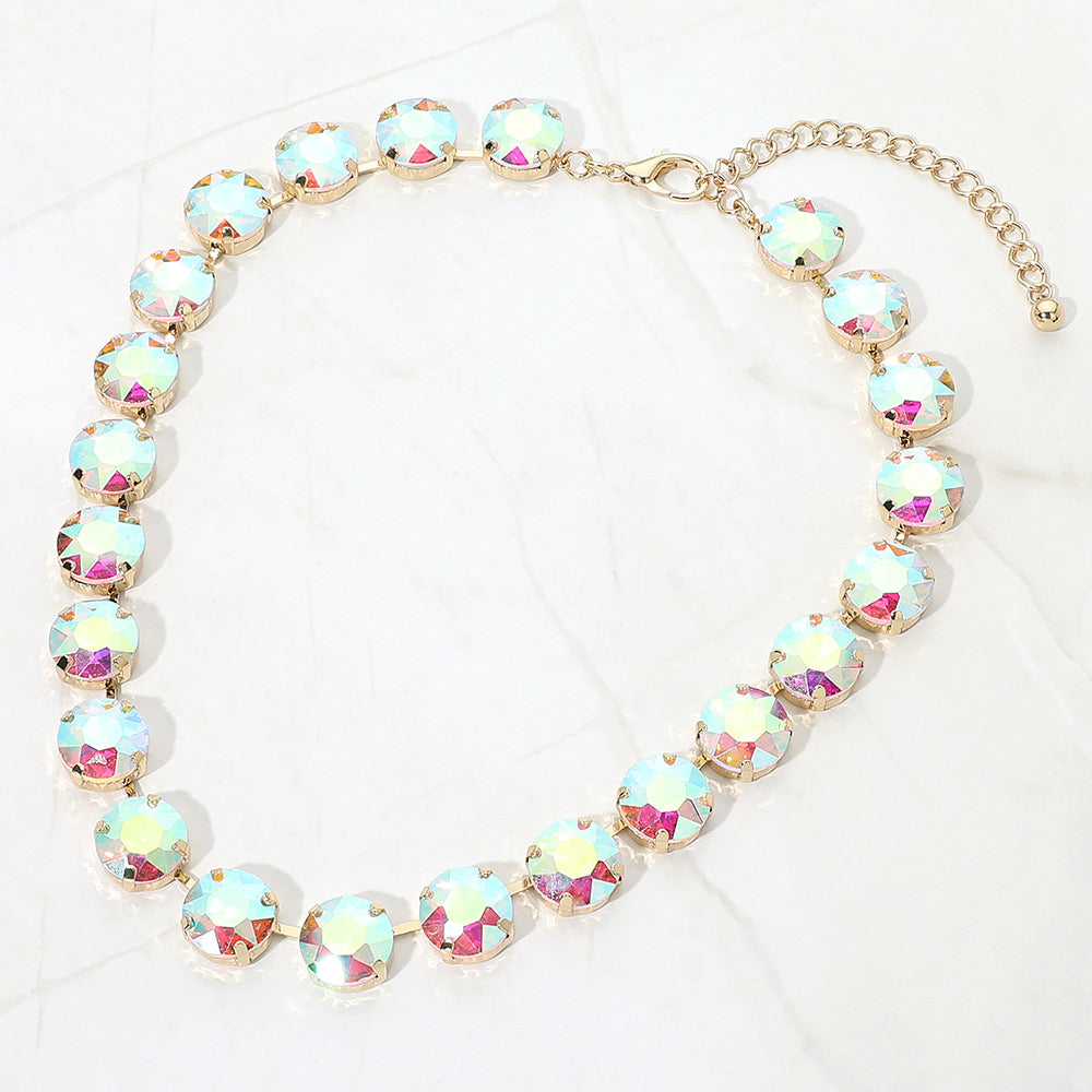 Cushion Round Stone Link Evening Necklace