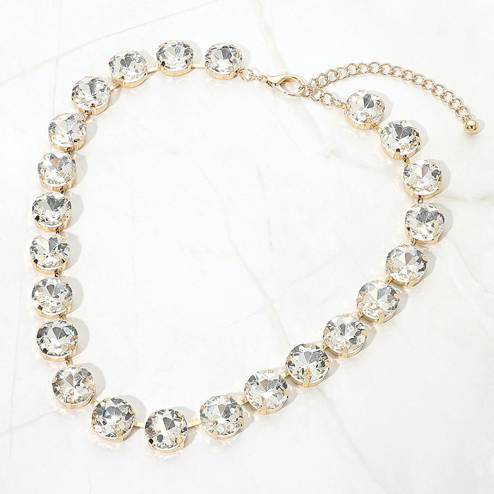 Cushion Round Stone Link Evening Necklace