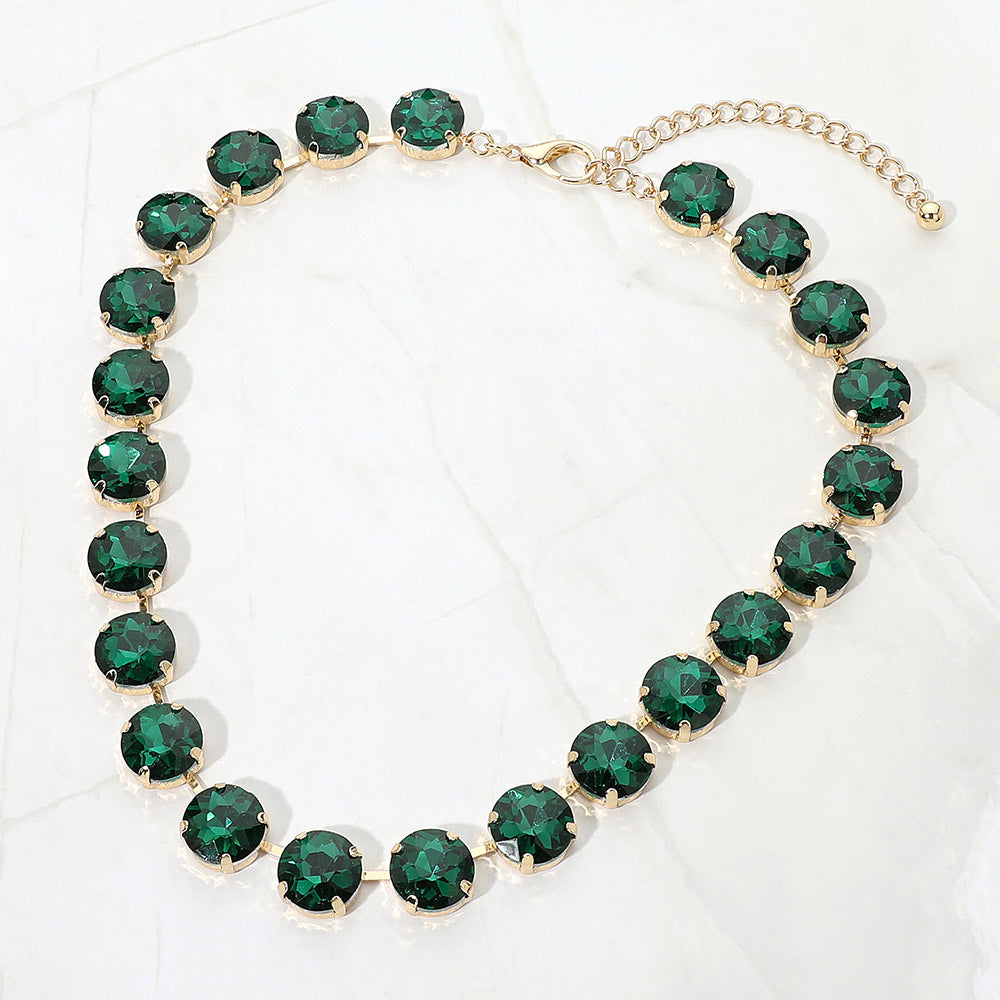 Cushion Round Stone Link Evening Necklace