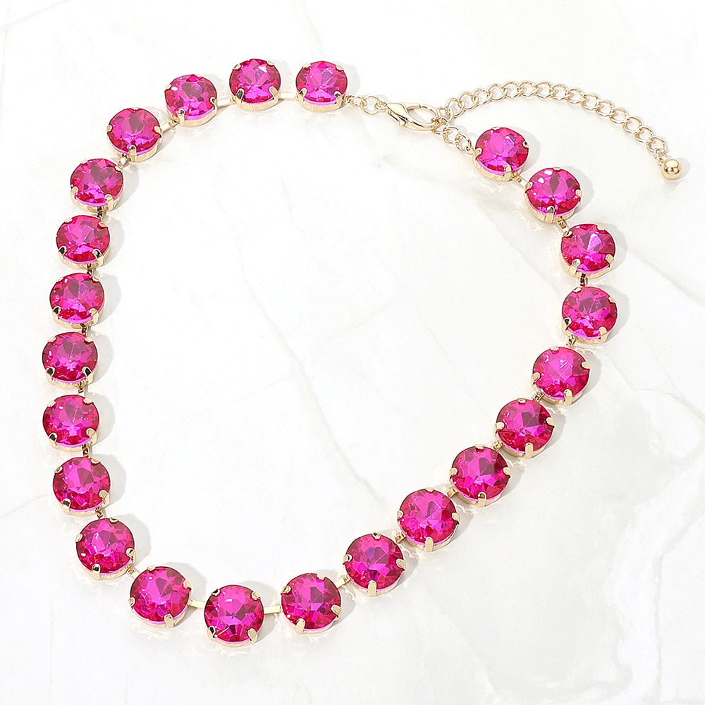 Cushion Round Stone Link Evening Necklace