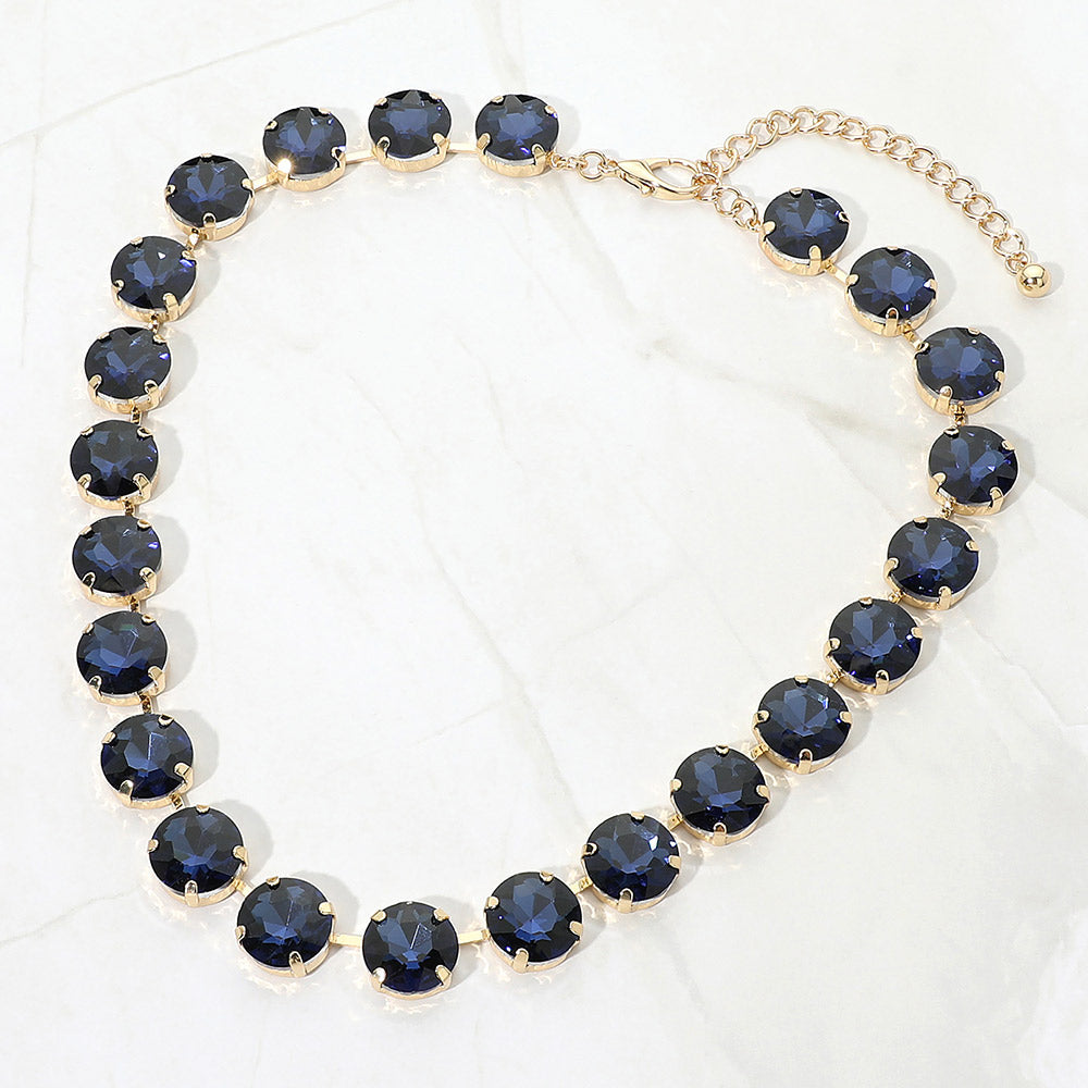 Cushion Round Stone Link Evening Necklace