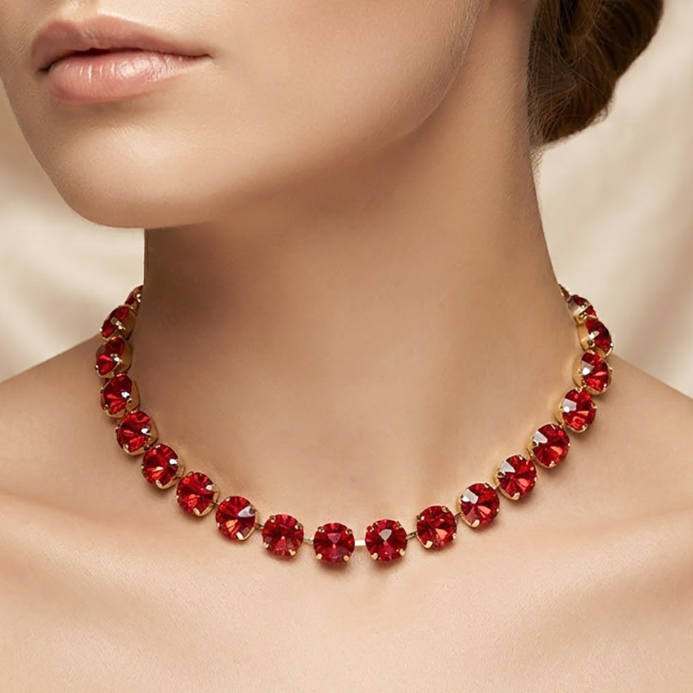 Cushion Round Stone Link Evening Necklace