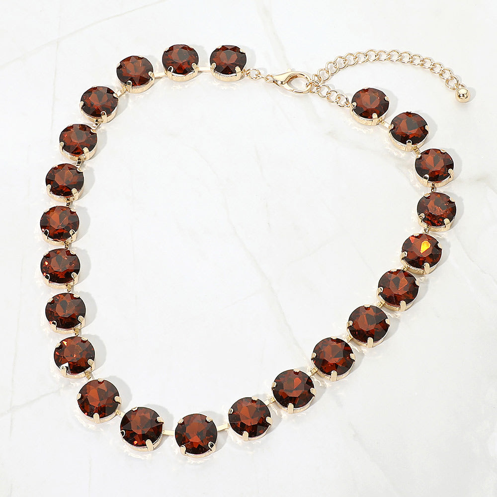 Cushion Round Stone Link Evening Necklace