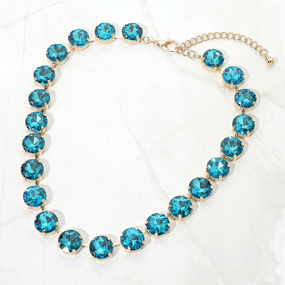 Cushion Round Stone Link Evening Necklace