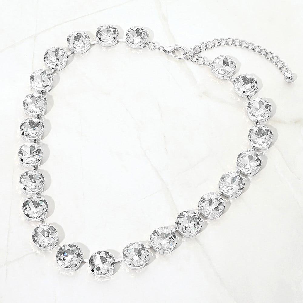 Cushion Round Stone Link Evening Necklace