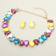 Teardrop Stone Cluster Link Evening Necklace