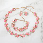 Iridescent Ball Rhinestone Branch Link Statement Jewelry Set