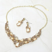 Teardrop Marquise Stone Cluster Embellished Evening Necklace