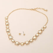 Square Stone Cluster Link Eveninig Necklace
