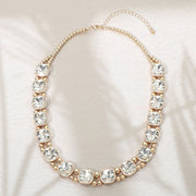 Square Faceted Stone Bezel Link Evening Necklace