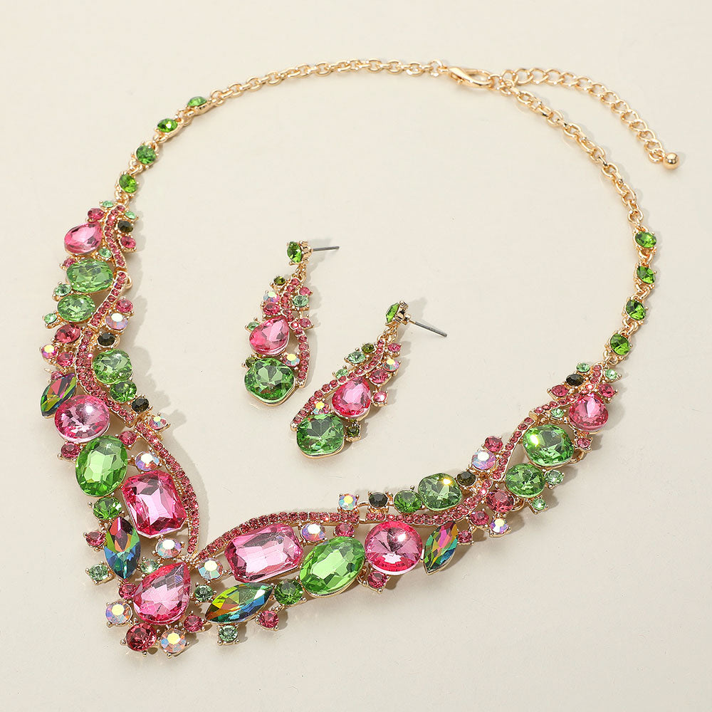Glass Crystal Evening Necklace