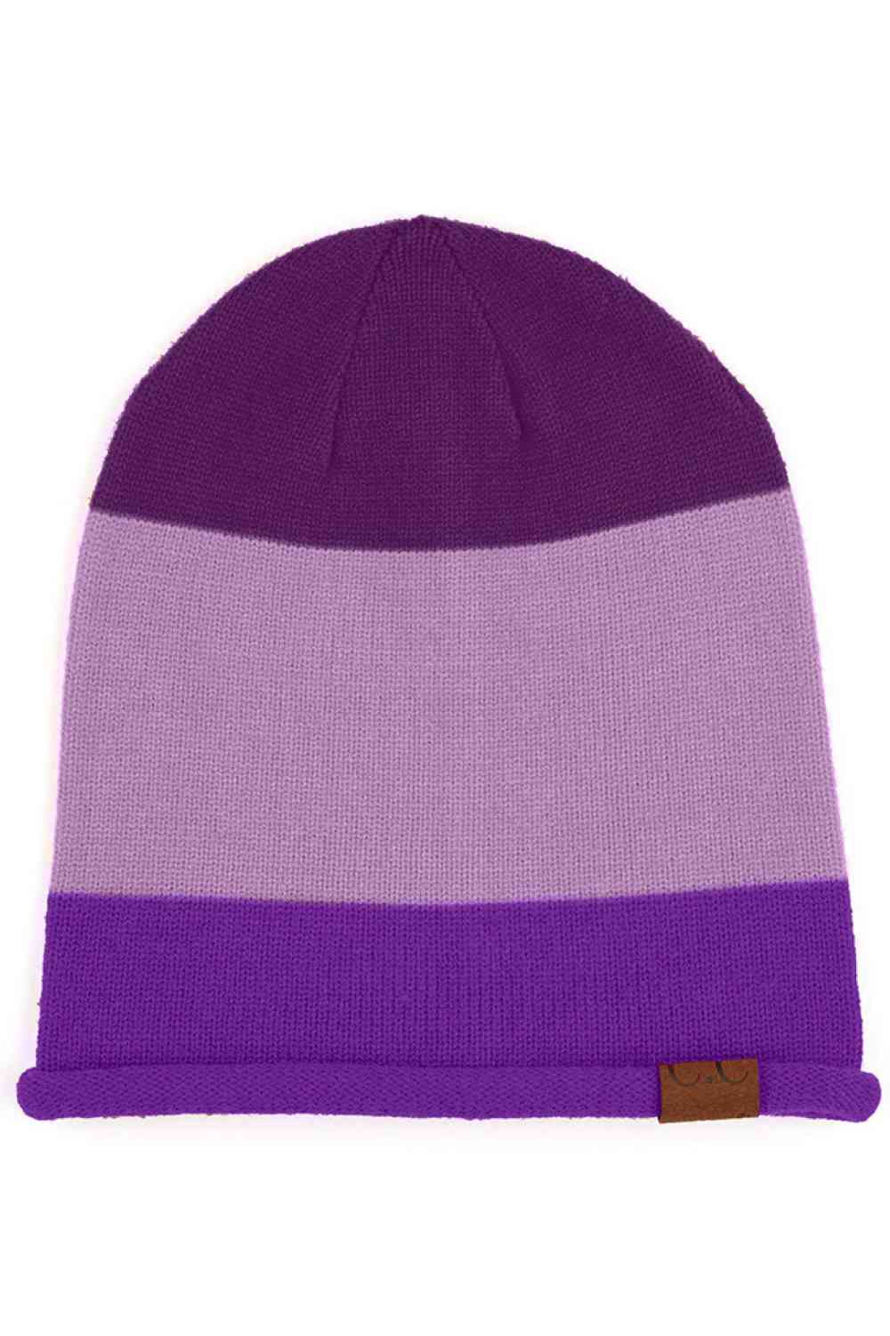 C.C Colorblock Rolled Cuff Slouchy Beanie