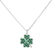 Stone Paved Clover Pendant Necklace