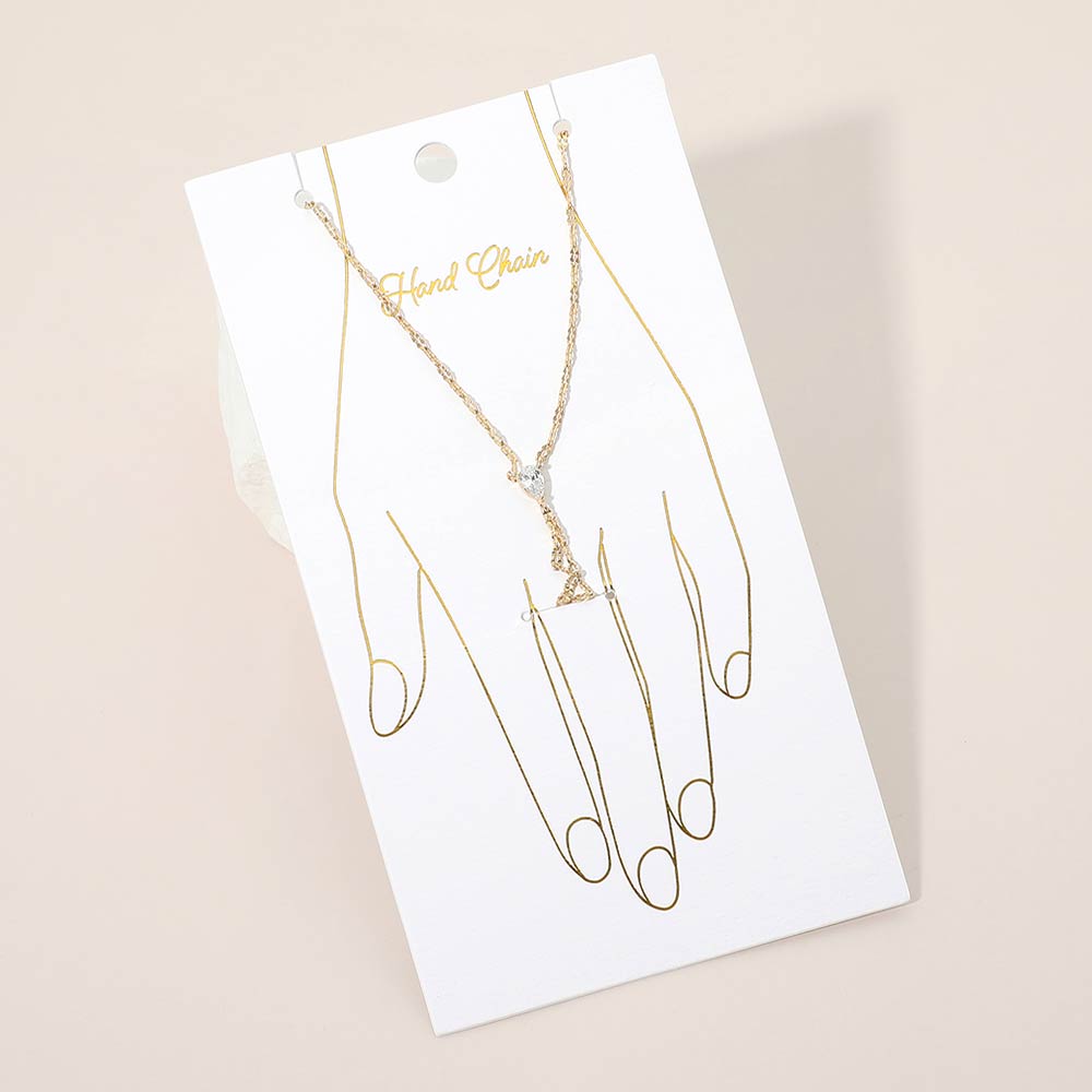 Oval Stone Accent Delicate Hand Chain Bracelet