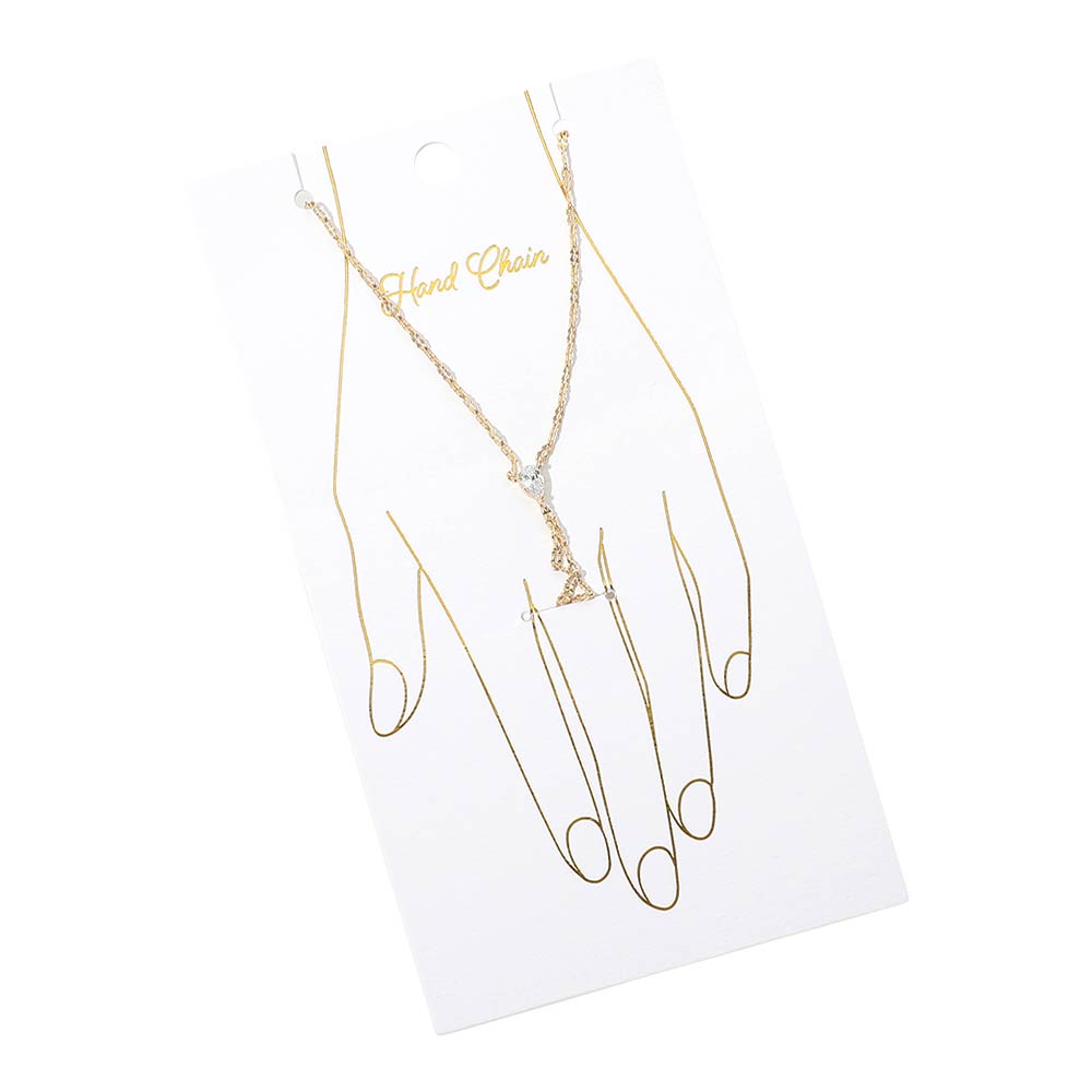 Oval Stone Accent Delicate Hand Chain Bracelet
