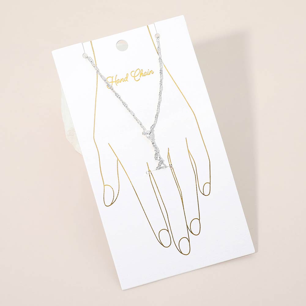 Oval Stone Accent Delicate Hand Chain Bracelet