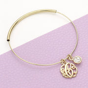 -C- Initial Monogram Bangle Bracelet