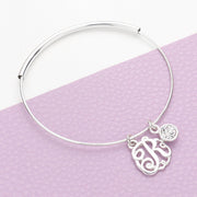 -R- Initial Monogram Bangle Bracelet