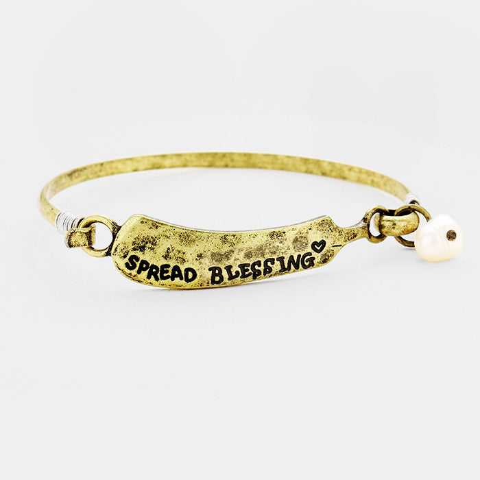 "Spread Blessing" Pearl Burnished Metal Hook Bracelet