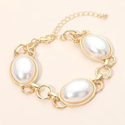 Oval Pearl Cabochon Link Bracelet