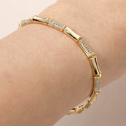 18K Gold Dipped Crystal Accent Geometric Link Bracelet