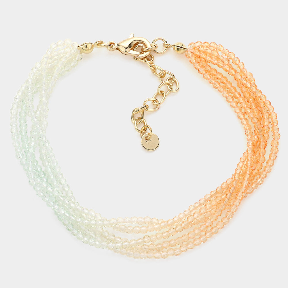 Gradation Seed Beaded Layered Bracelet