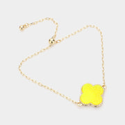 Quatrefoil Druzy Adjustable Pull Tie Bracelet