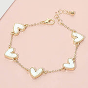 Mother of Pearl Heart Charm Station Bracelet