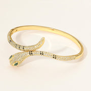 Stone Paved Snake Hinged Bangle Bracelet