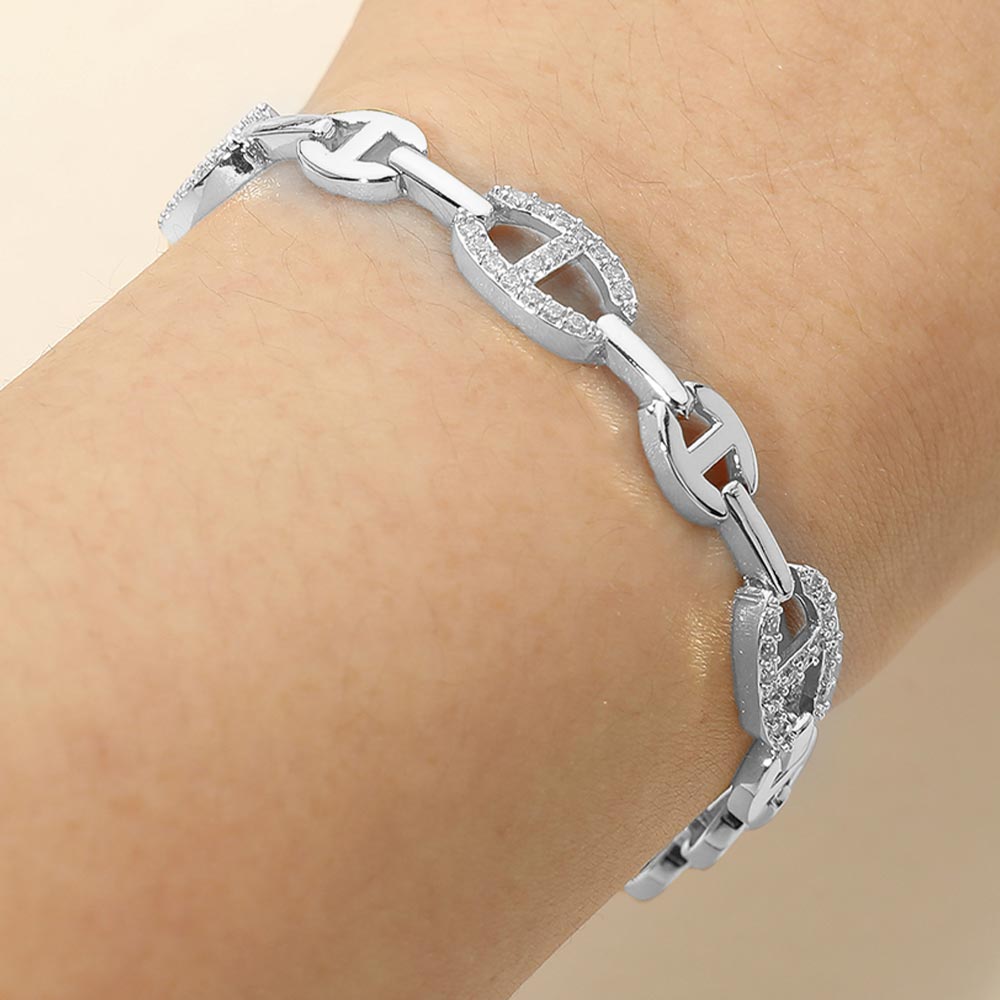 CZ Pave Geometric Link Bracelet