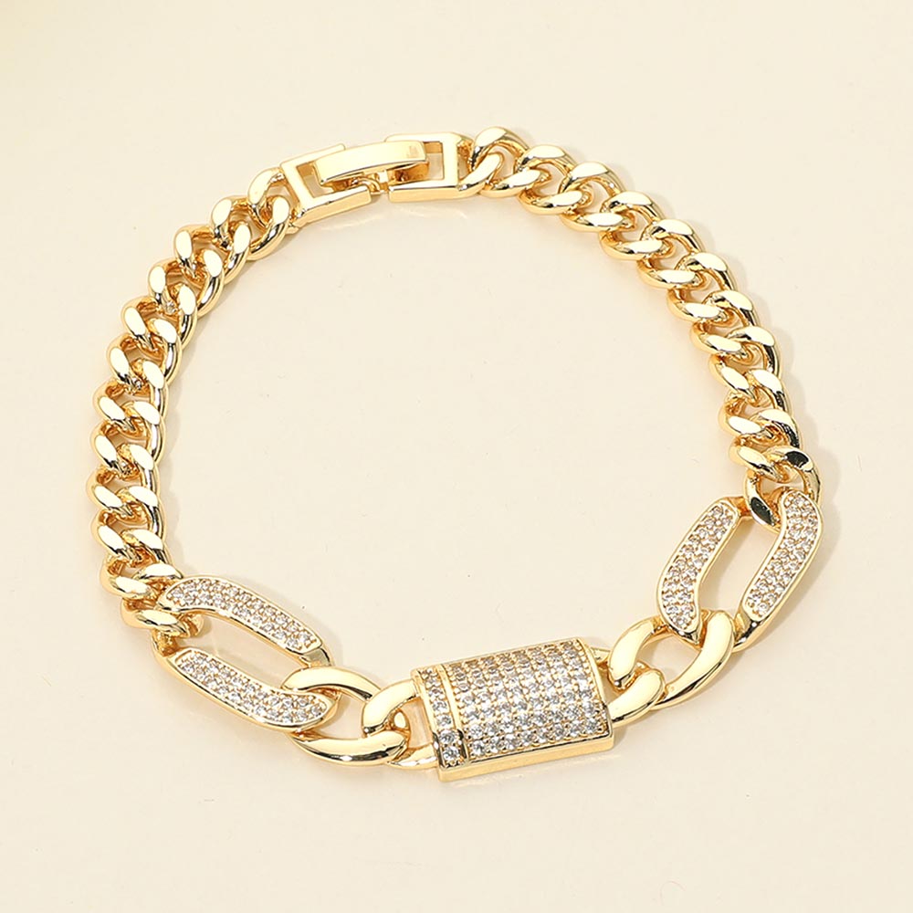 CZ Pave Charm Link Chain Bracelet