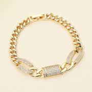 CZ Pave Charm Link Chain Bracelet