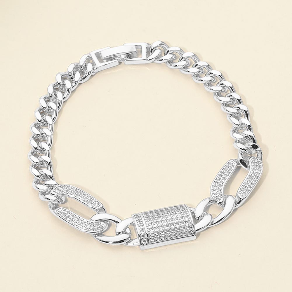 CZ Pave Charm Link Chain Bracelet