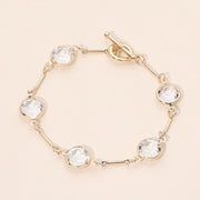 Round Stone Link Toggle Bracelet