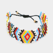 Boho Patterned Beaded Pull Tie Cinch Bracelet
