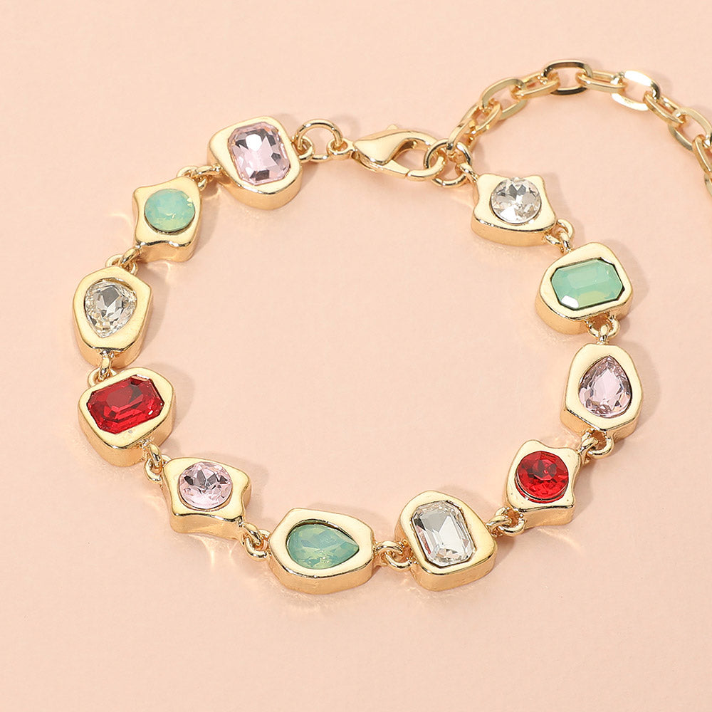 Geometric Stone Frame Link Bracelet