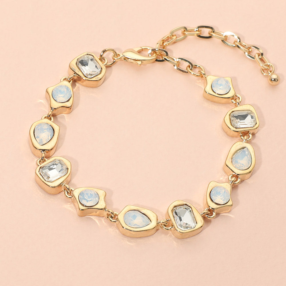Geometric Stone Frame Link Bracelet
