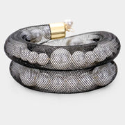 Mesh Tube Pearl Adjustable Bracelet