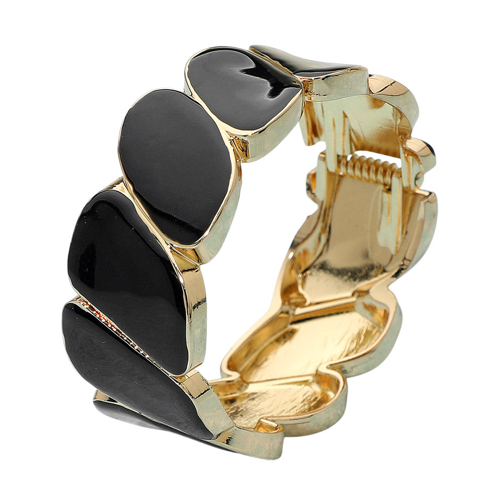 Enamel Marquise Link Hinged Bangle Bracelet