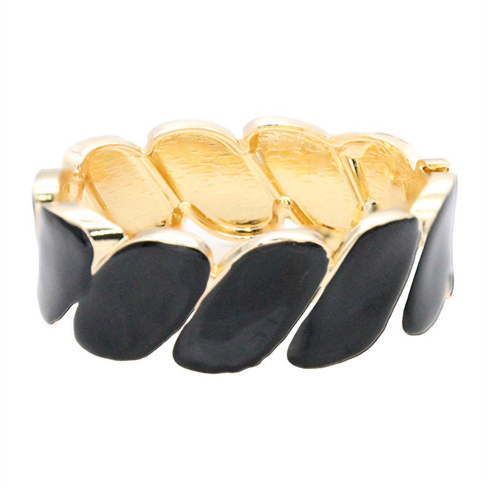 Enamel Marquise Link Hinged Bangle Bracelet