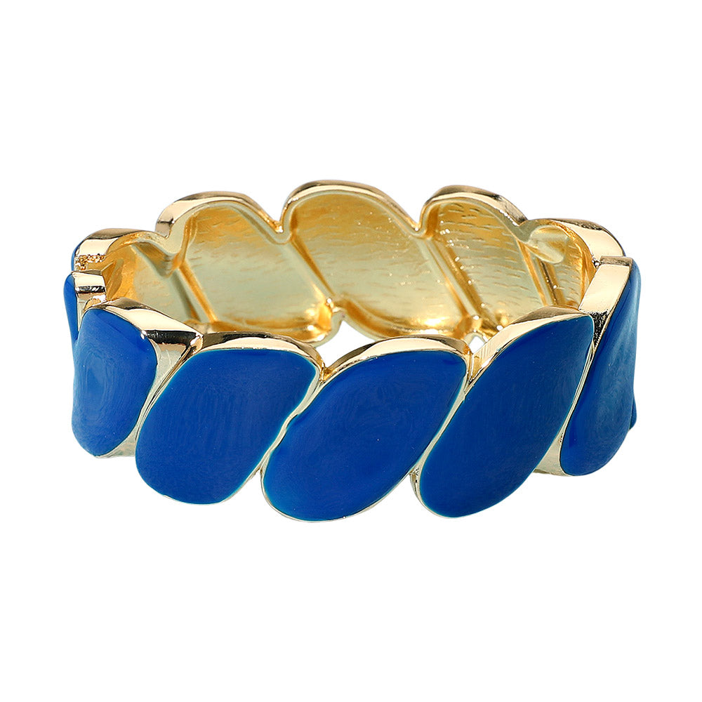Enamel Marquise Link Hinged Bangle Bracelet
