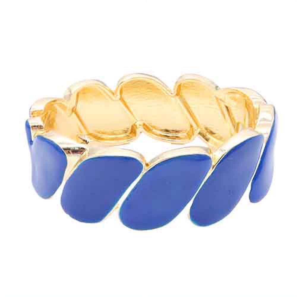 Enamel Marquise Link Hinged Bangle Bracelet