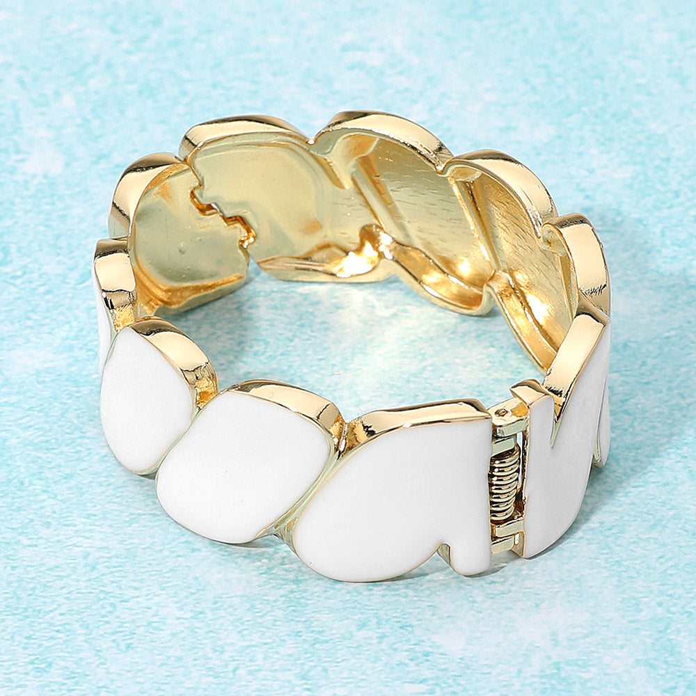 Enamel Marquise Link Hinged Bangle Bracelet
